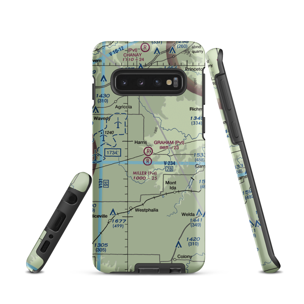 Graham Farms Airport (SN72) VFR Sectional Samsung Phone Case Samsung Galaxy S10 model shown