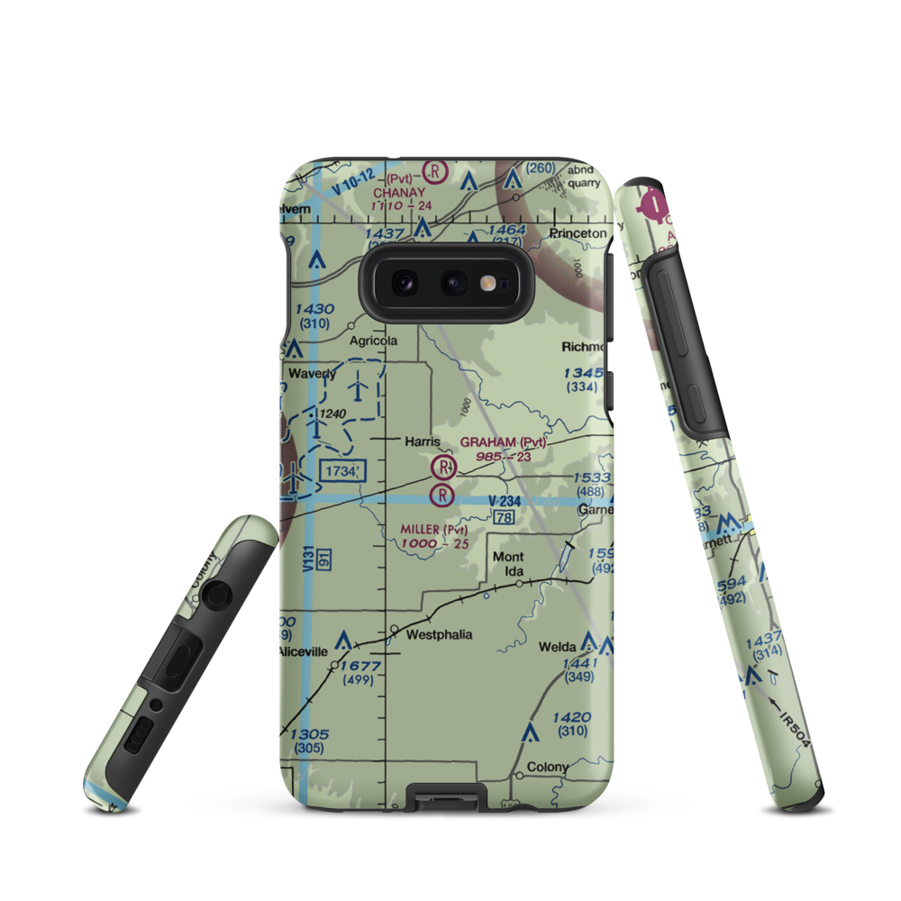 Graham Farms Airport (SN72) VFR Sectional Samsung Phone Case Samsung Galaxy S10e model shown