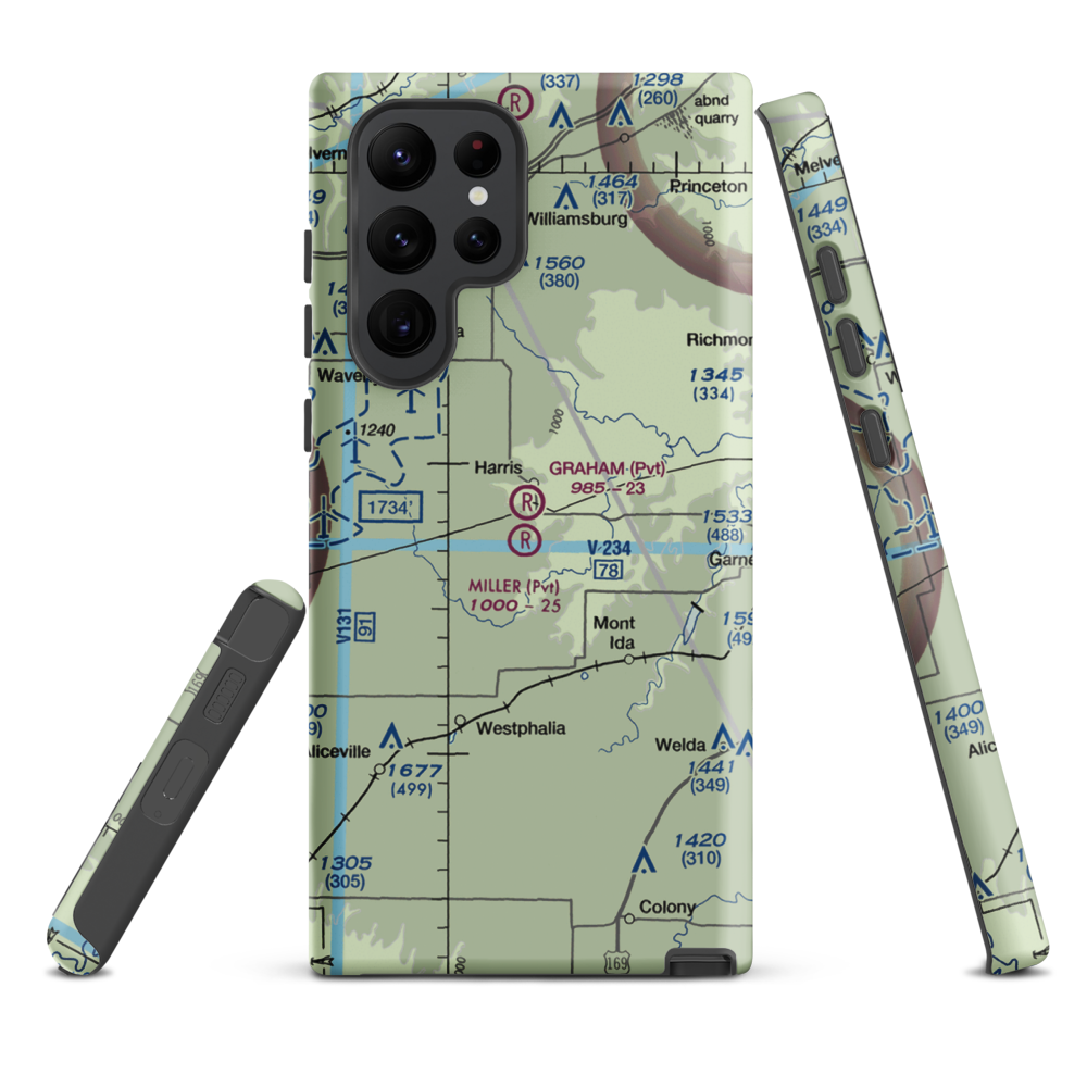 Graham Farms Airport (SN72) VFR Sectional Samsung Phone Case Samsung Galaxy S22 Ultra model shown