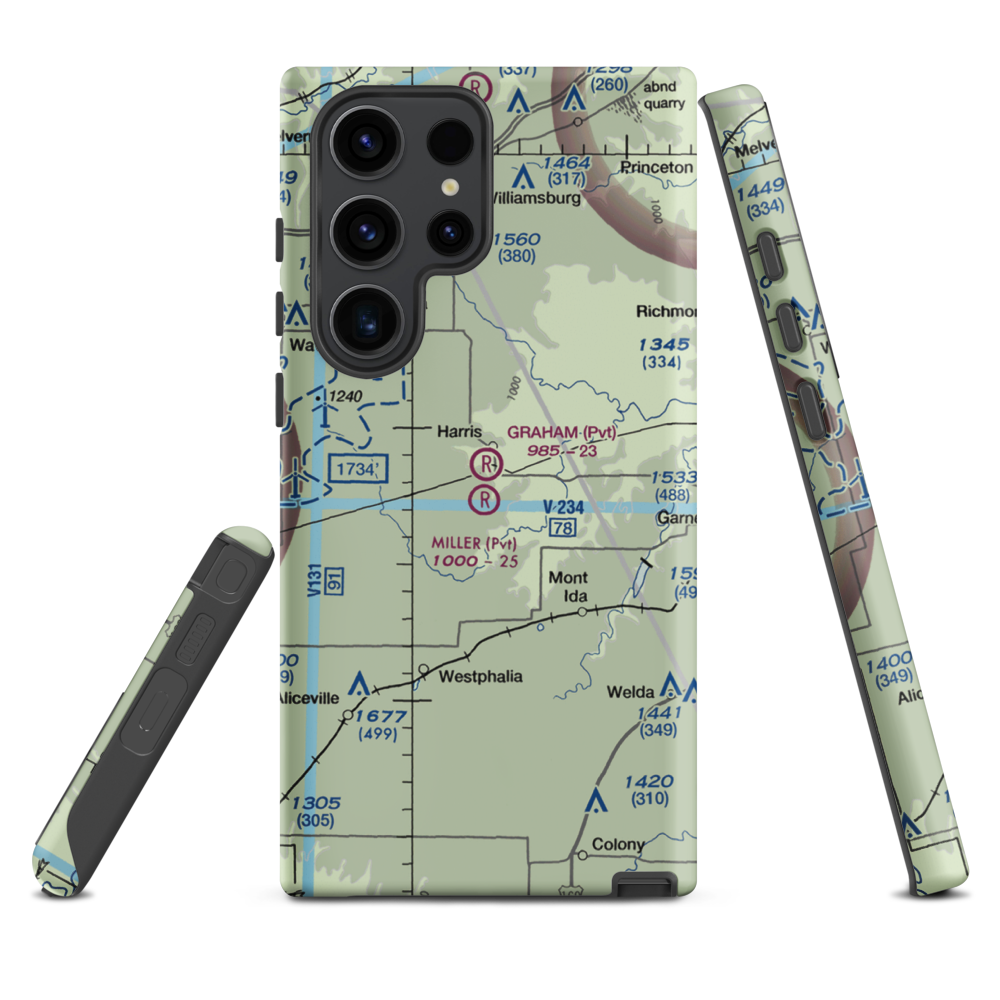 Graham Farms Airport (SN72) VFR Sectional Samsung Phone Case Samsung Galaxy S23 Ultra model shown