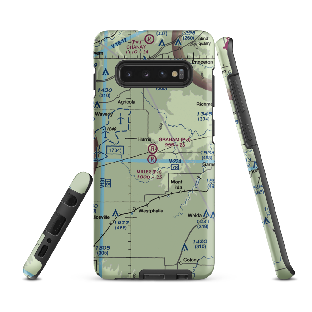 Graham Farms Airport (SN72) VFR Sectional Samsung Phone Case Samsung Galaxy S10 Plus model shown