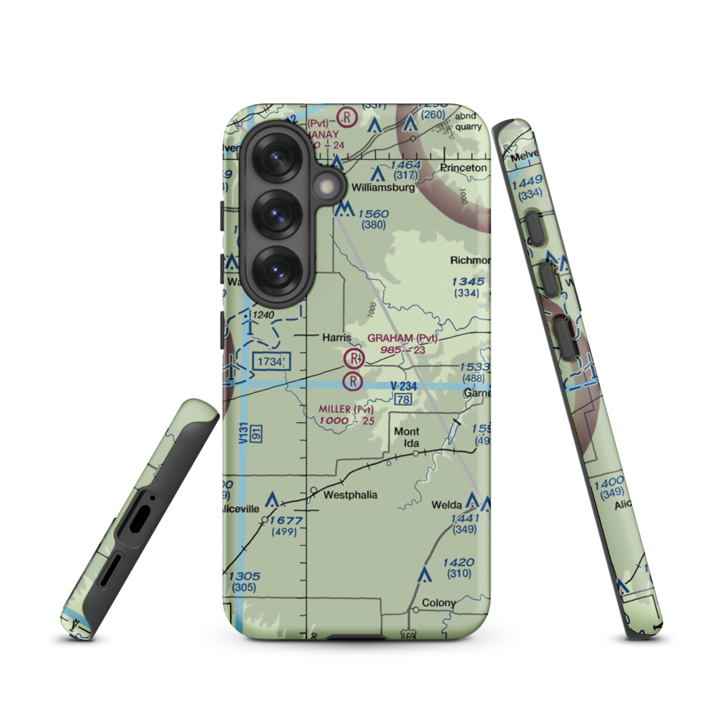 Graham Farms Airport (SN72) VFR Sectional Samsung Phone Case Samsung Galaxy S25 model shown
