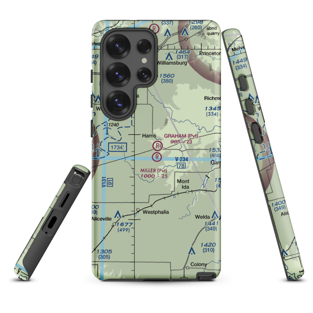Graham Farms Airport (SN72) VFR Sectional Samsung Phone Case Samsung Galaxy S25 Ultra model shown