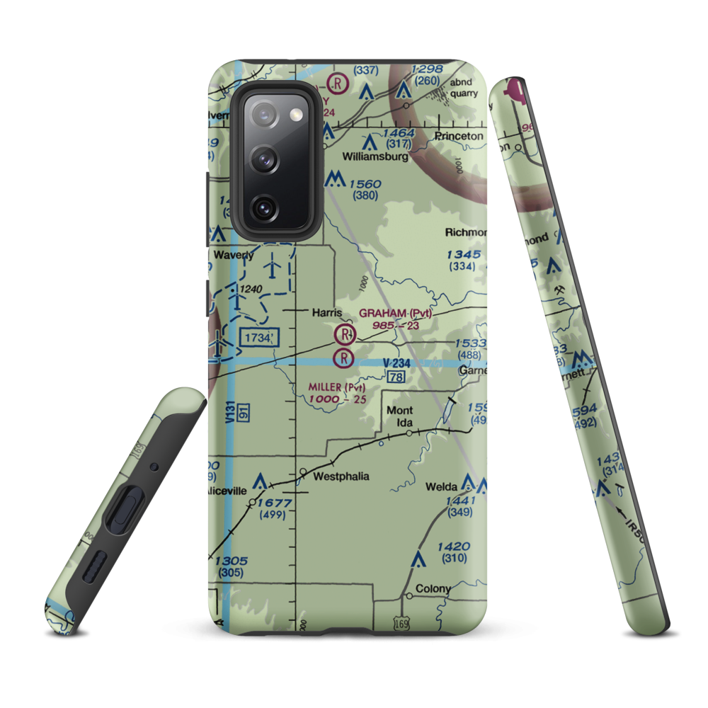 Graham Farms Airport (SN72) VFR Sectional Samsung Phone Case Samsung Galaxy S20 FE model shown