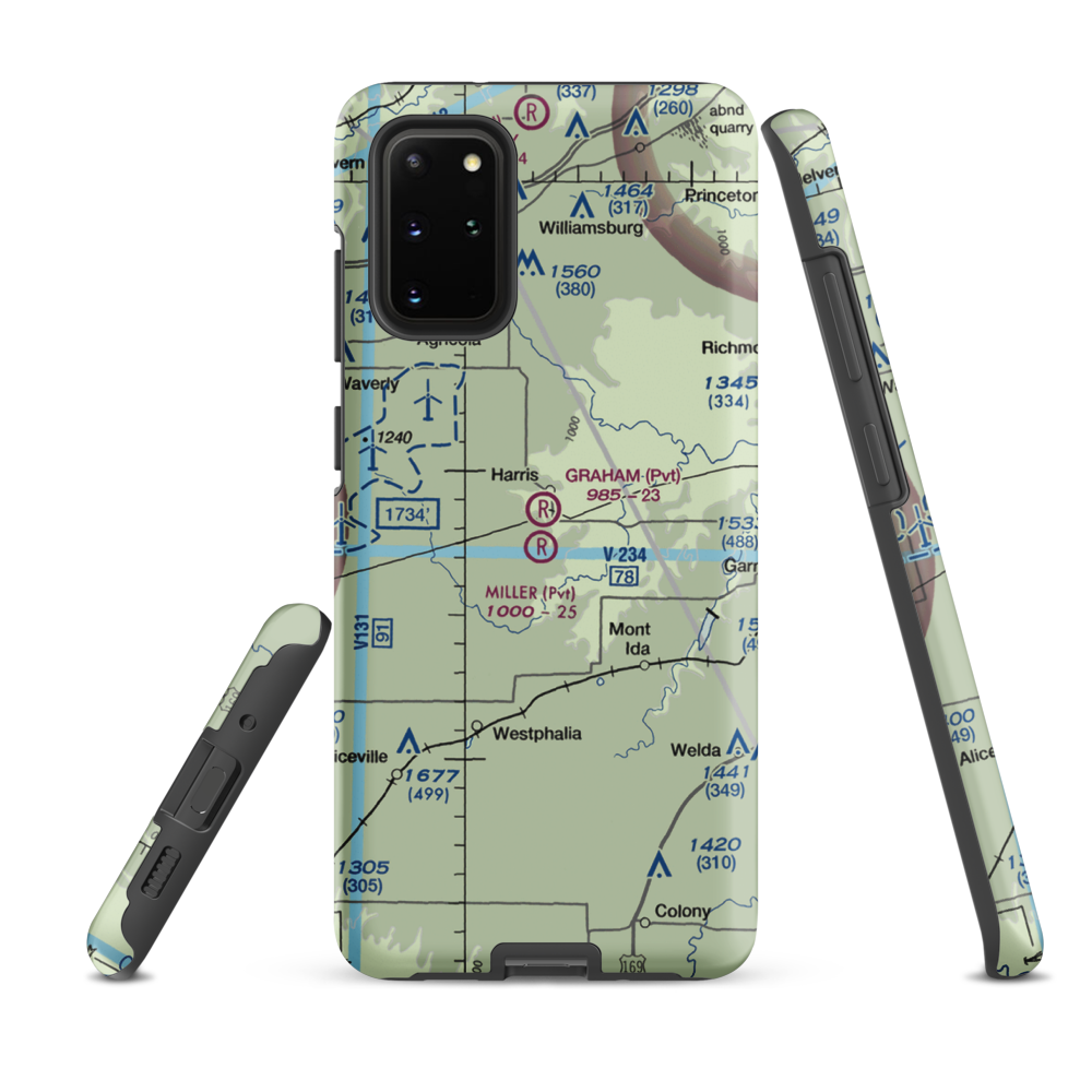 Graham Farms Airport (SN72) VFR Sectional Samsung Phone Case Samsung Galaxy S20 Plus model shown