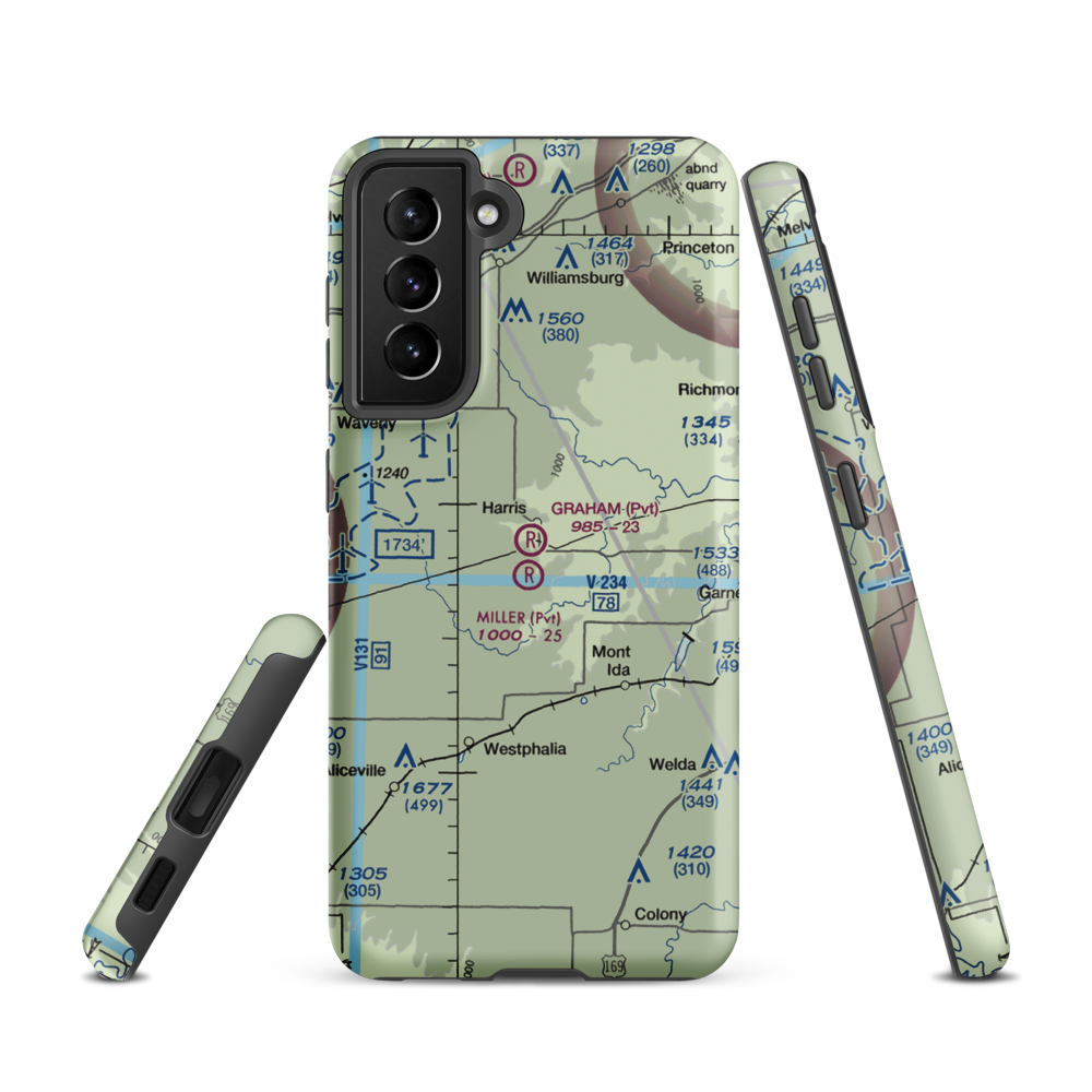 Graham Farms Airport (SN72) VFR Sectional Samsung Phone Case Samsung Galaxy S21 model shown