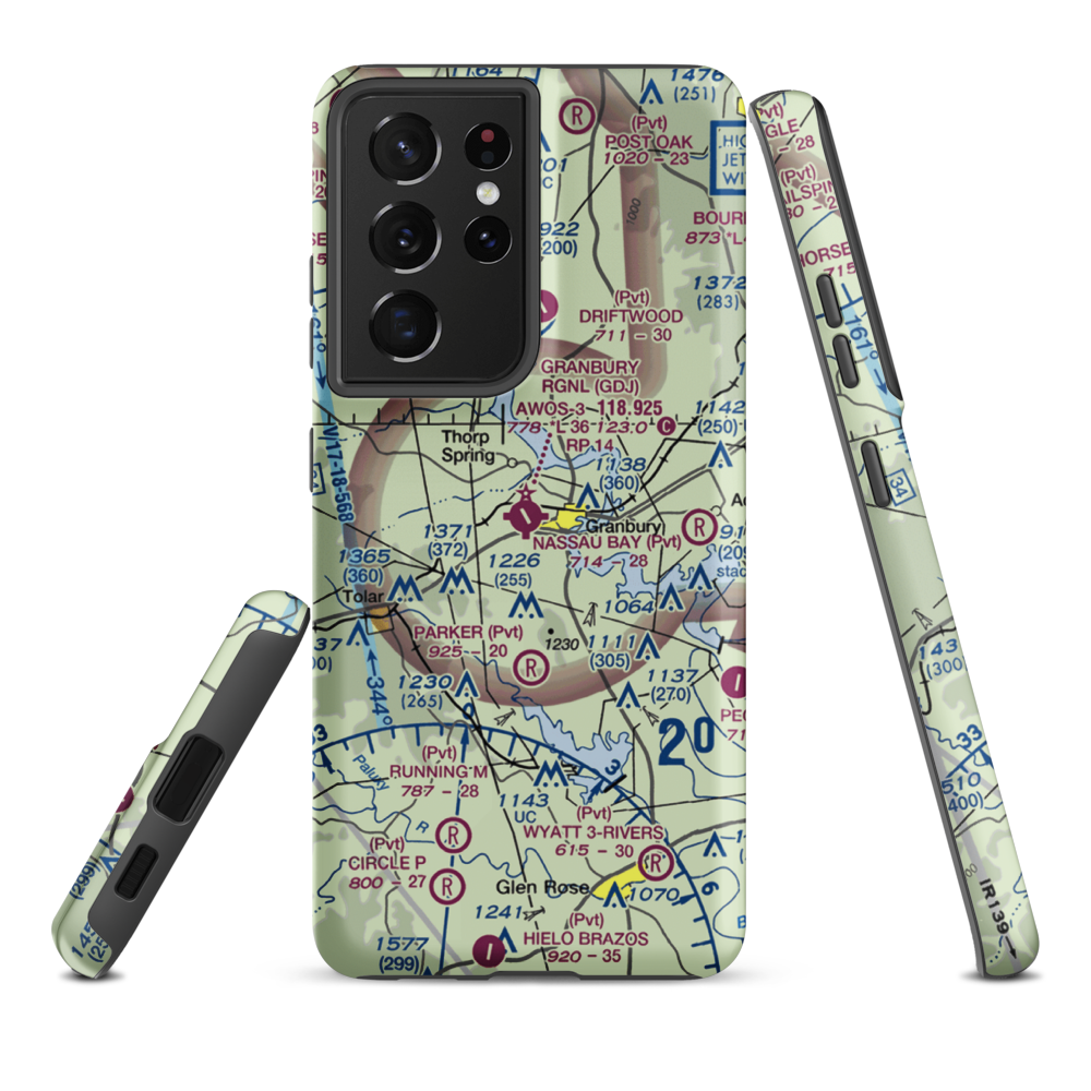 Granbury Regional Airport (GDJ) VFR Sectional Samsung Phone Case Samsung Galaxy S21 Ultra model shown