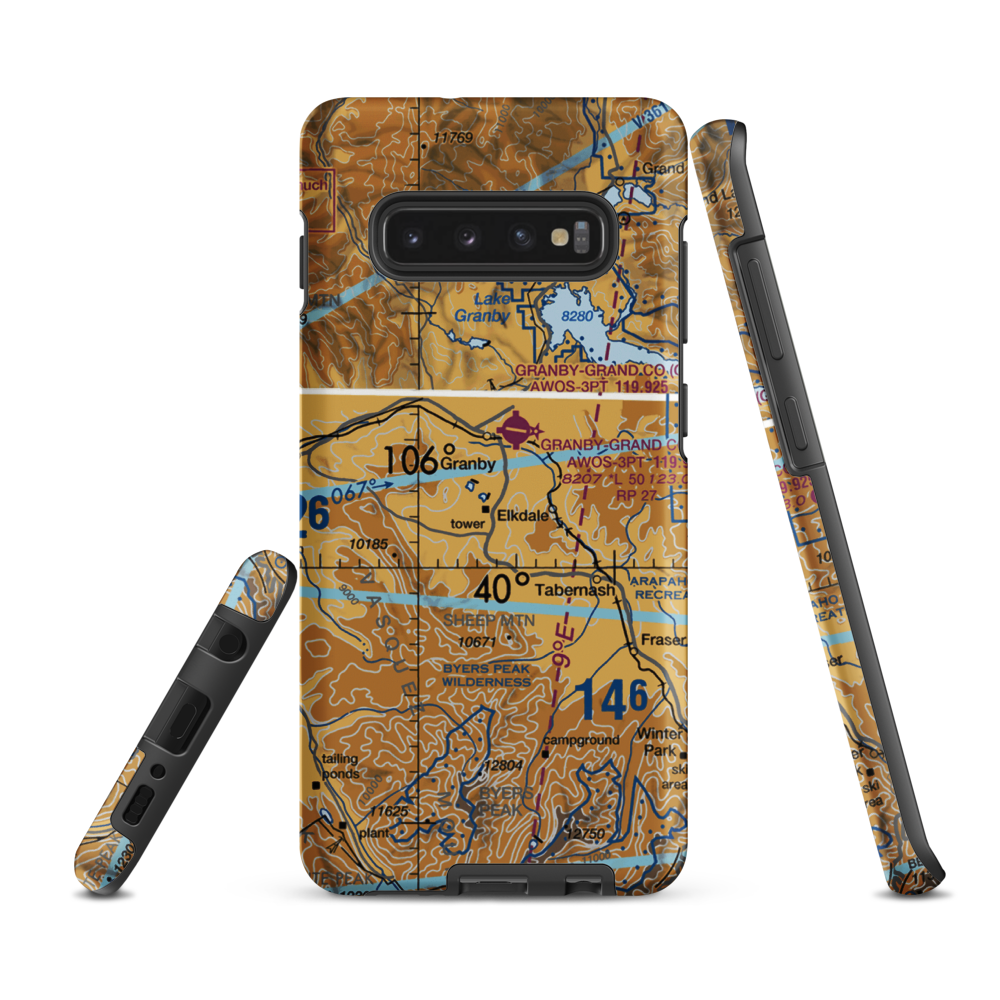 Granby Sports Park Ultralightport (CO86) VFR Sectional Samsung Phone Case Samsung Galaxy S10 Plus model shown