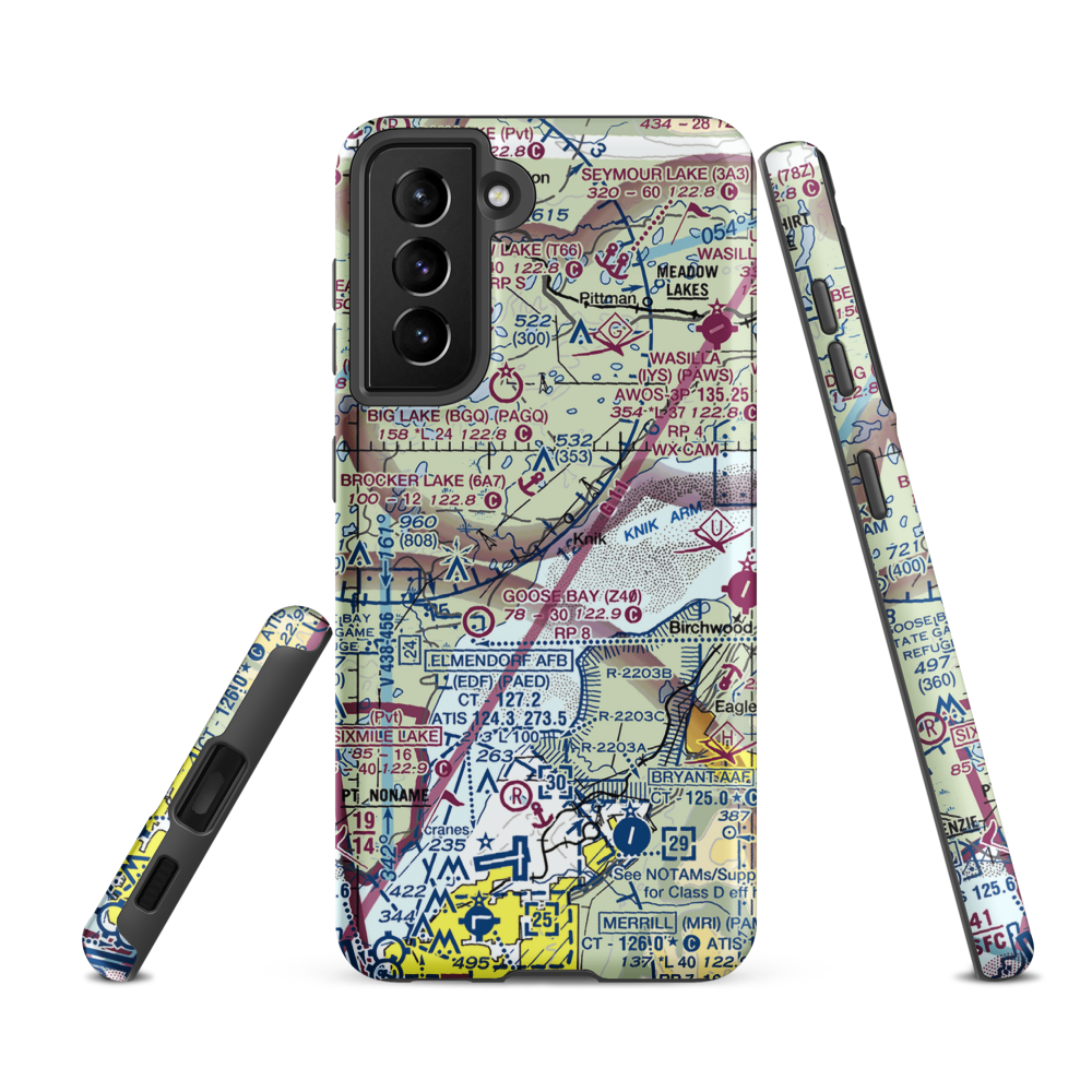 Grand Home Airport (AK99) VFR Sectional Samsung Phone Case Samsung Galaxy S21 FE model shown