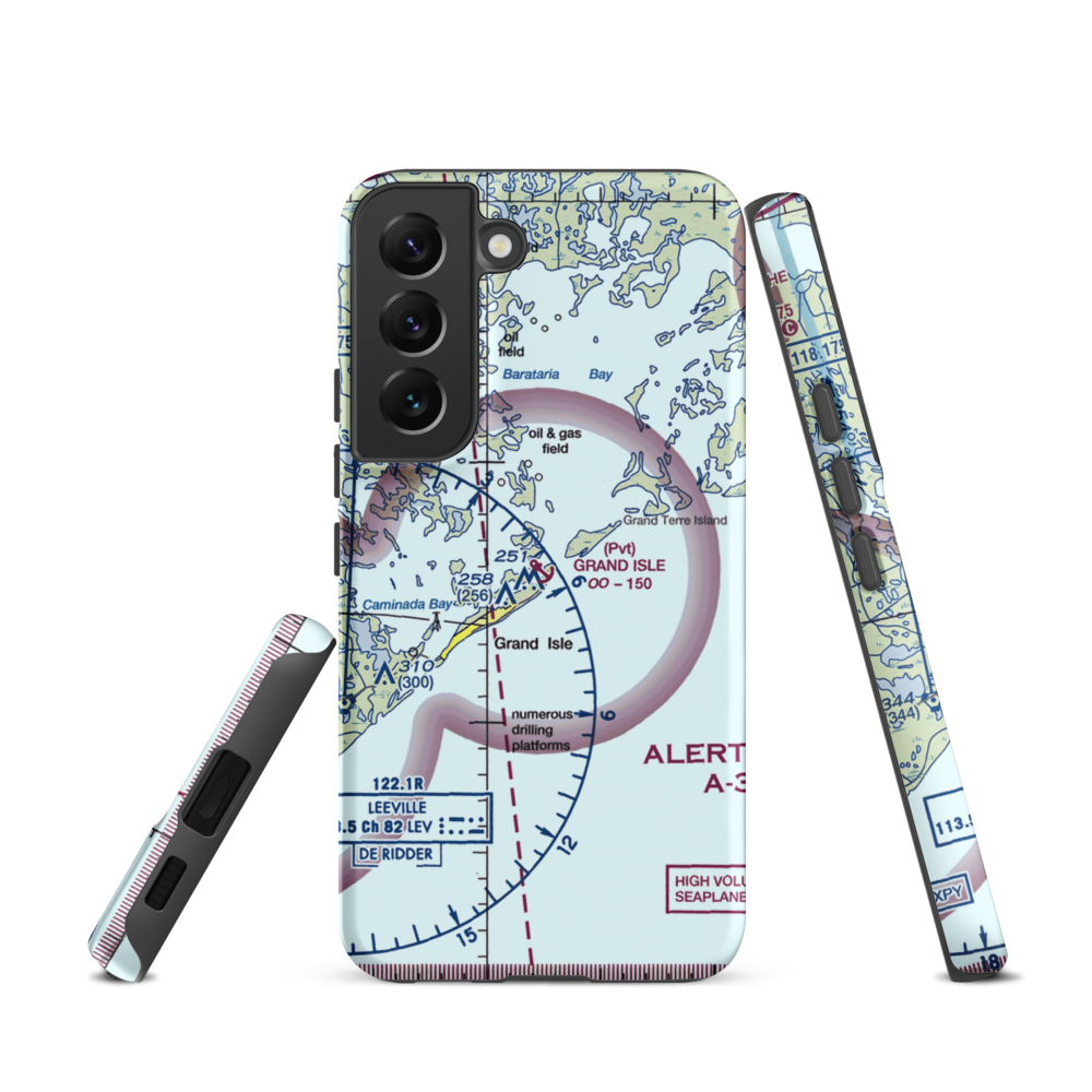 Grand Isle Seaplane Base (GNI) VFR Sectional Samsung Phone Case Samsung Galaxy S22 model shown