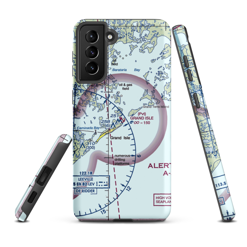 Grand Isle Seaplane Base (GNI) VFR Sectional Samsung Phone Case Samsung Galaxy S21 FE model shown