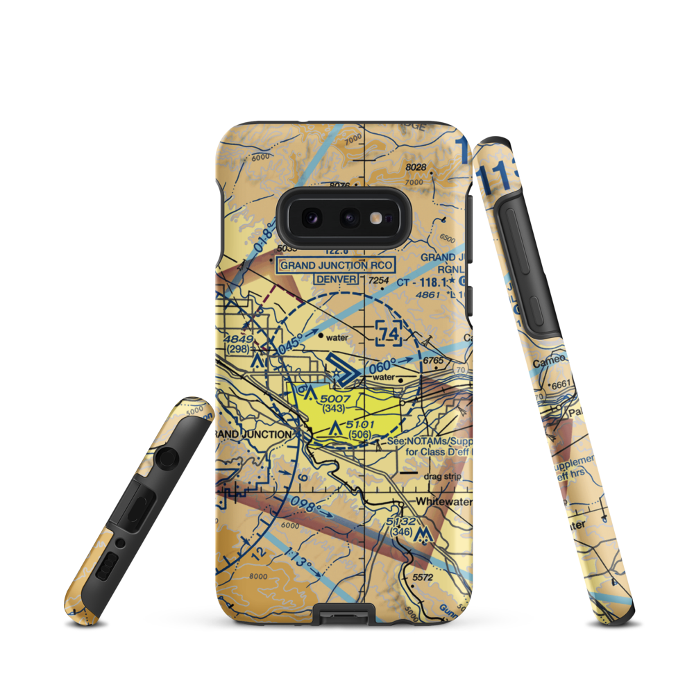 Grand Junction Regional Airport (GJT) VFR Sectional Samsung Phone Case Samsung Galaxy S10e model shown