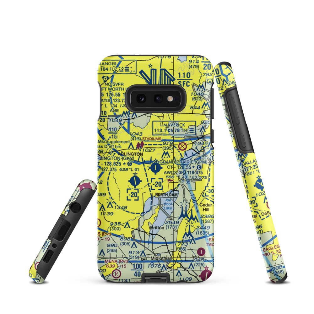 Grand Prairie Municipal Airport (GPM) VFR Sectional Samsung Phone Case Samsung Galaxy S10 Plus model shown