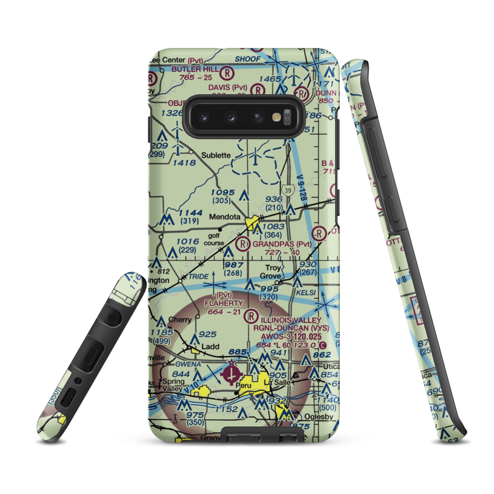Grandpas' Farm Mendota Airport (0C7) VFR Sectional Samsung Phone Case Samsung Galaxy S10 Plus model shown
