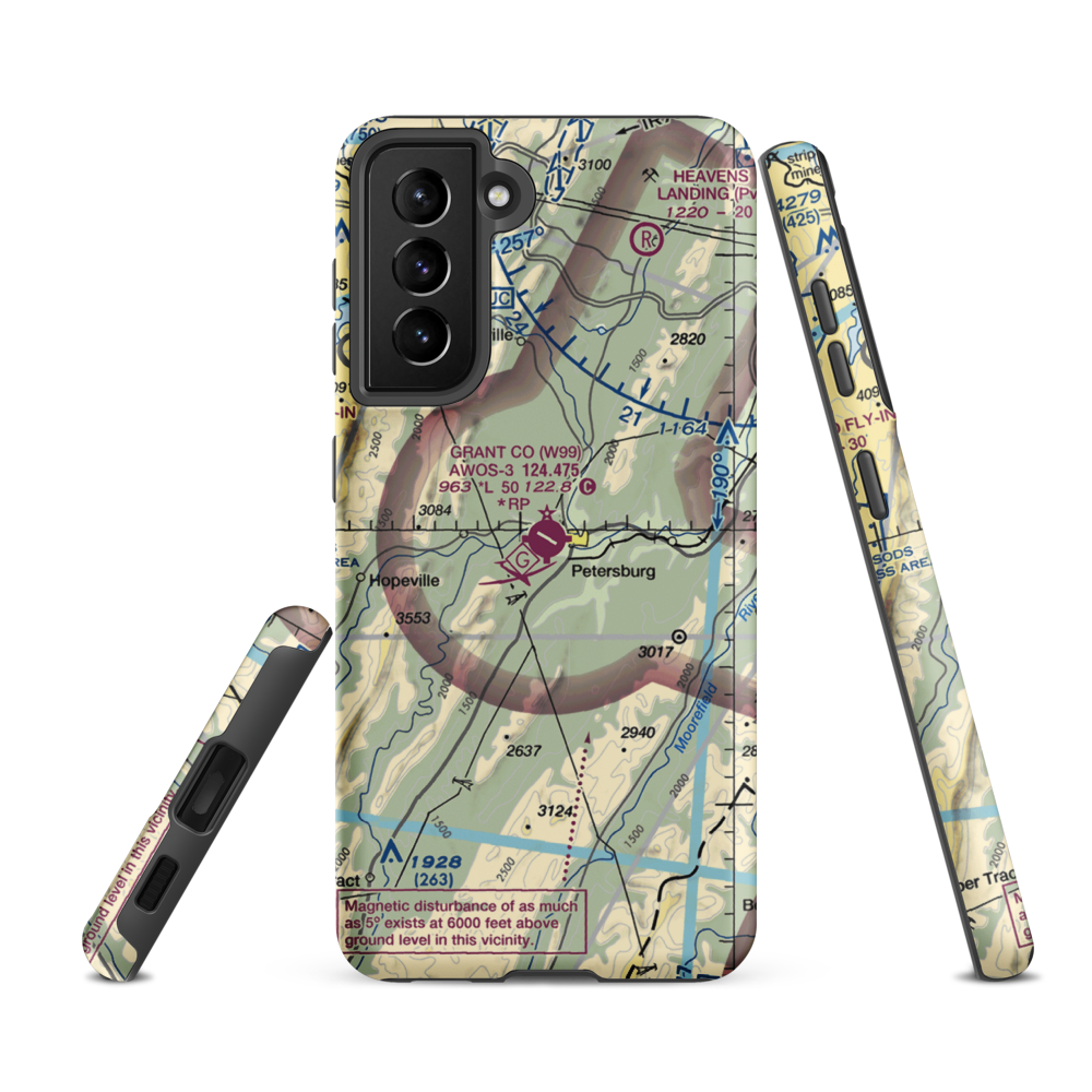 Grant County Airport (W99) VFR Sectional Samsung Phone Case Samsung Galaxy S21 FE model shown