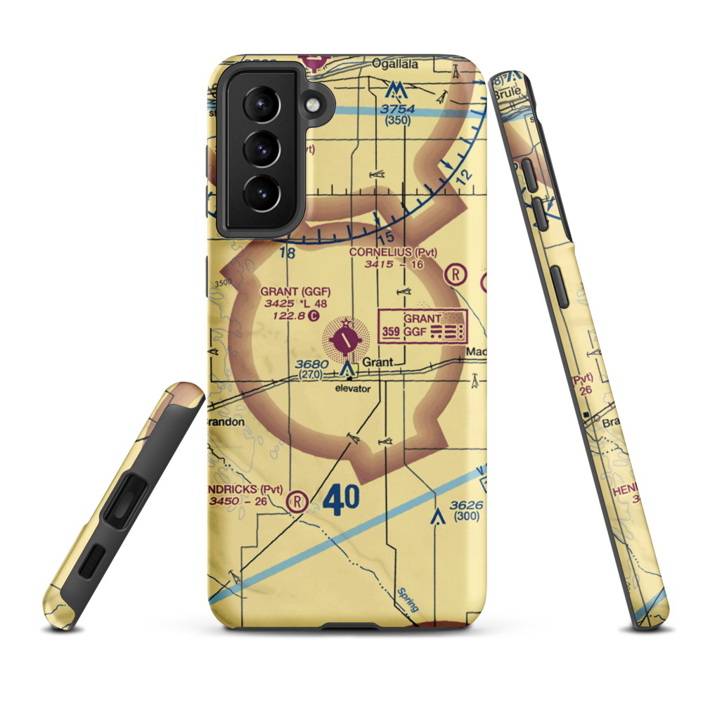 Grant Municipal Airport (GGF) VFR Sectional Samsung Phone Case Samsung Galaxy S21 Plus model shown