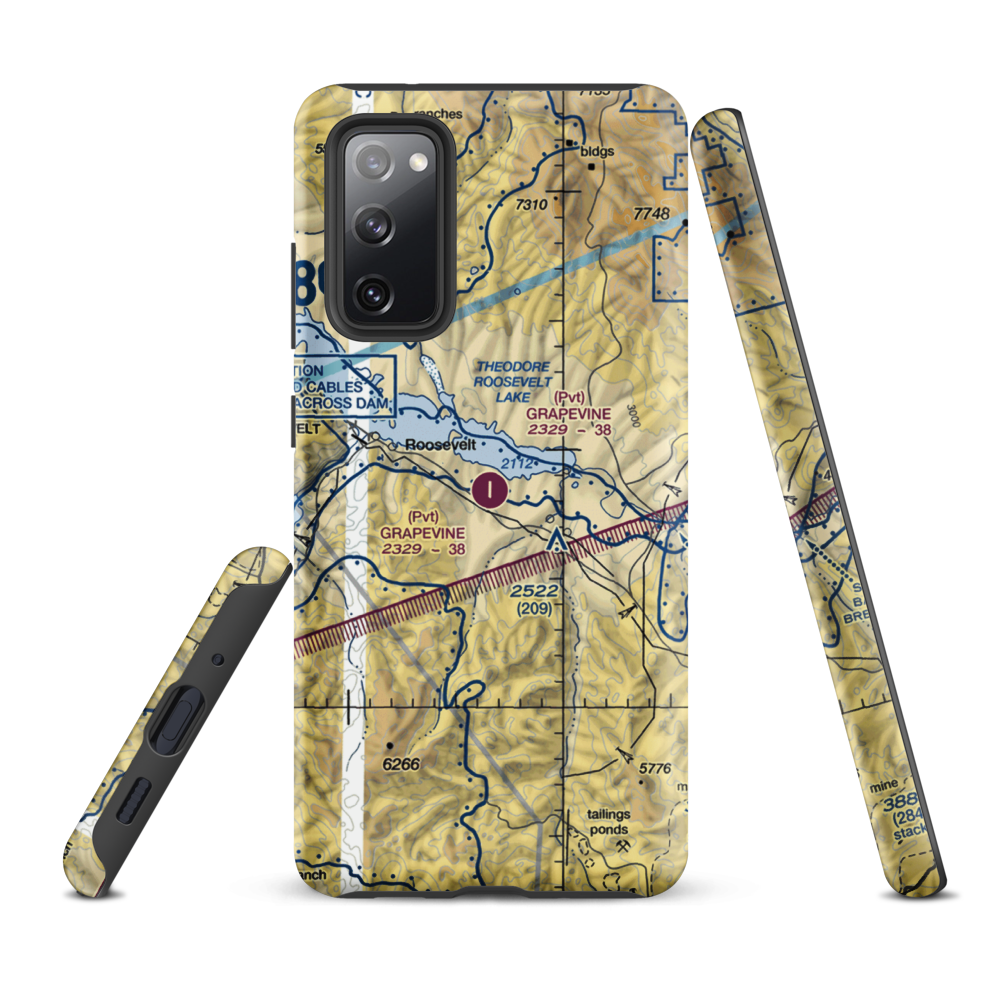 Grapevine Airstrip (88AZ) VFR Sectional Samsung Phone Case Samsung Galaxy S20 FE model shown