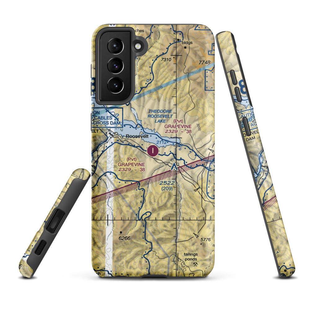 Grapevine Airstrip (88AZ) VFR Sectional Samsung Phone Case Samsung Galaxy S21 Plus model shown