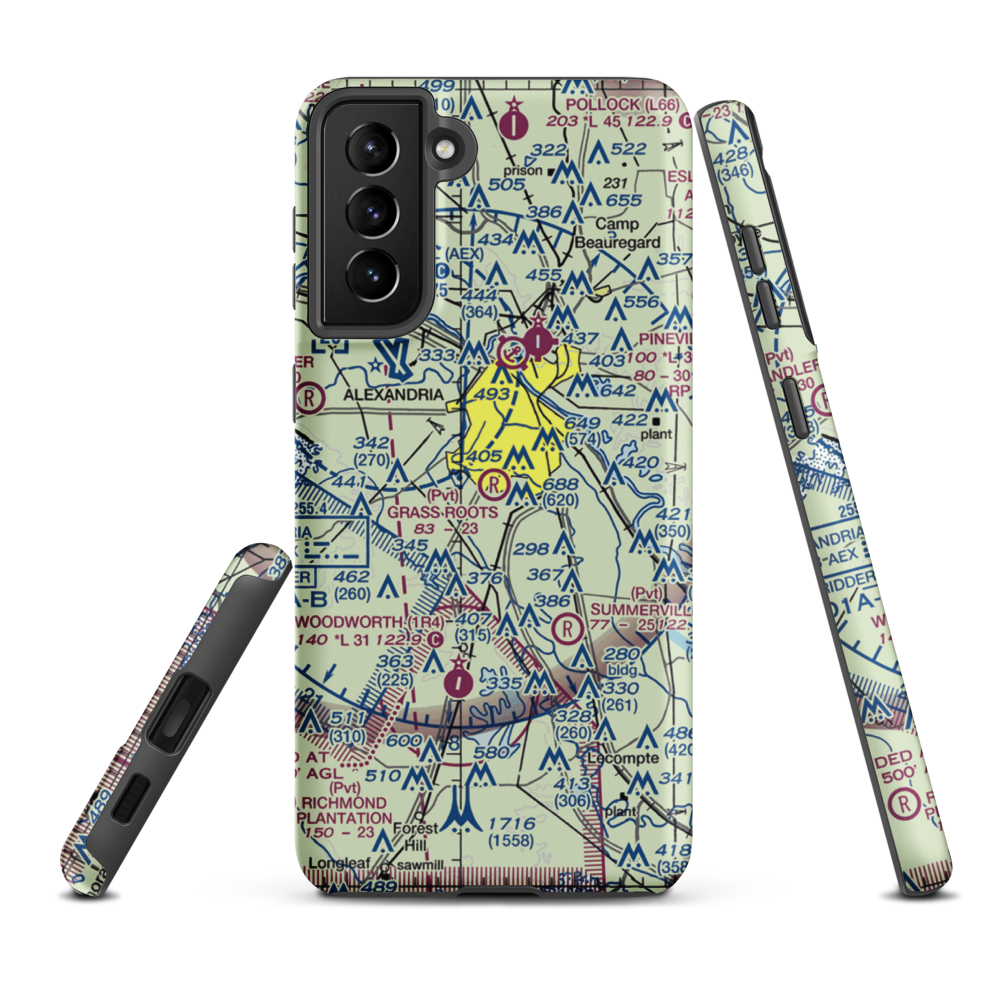 Grass Roots Airport (05LS) VFR Sectional Samsung Phone Case Samsung Galaxy S21 FE model shown