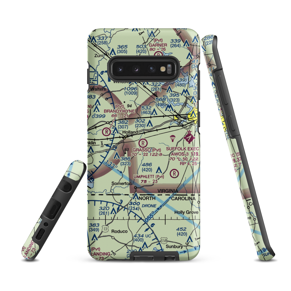 Grasso Salvage Airport (62VA) VFR Sectional Samsung Phone Case Samsung Galaxy S10 Plus model shown