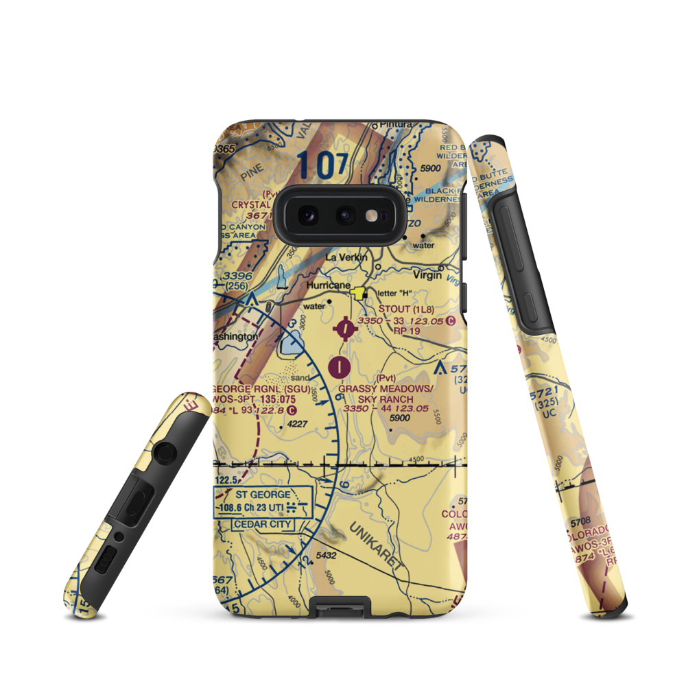 Grassy Meadows/Sky Ranch Landowners Assn Airport (UT47) VFR Sectional Samsung Phone Case Samsung Galaxy S10e model shown