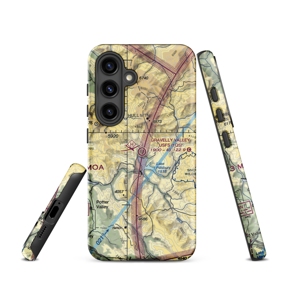 Gravelly Valley Airport (1Q5) VFR Sectional Samsung Phone Case Samsung Galaxy S24 model shown