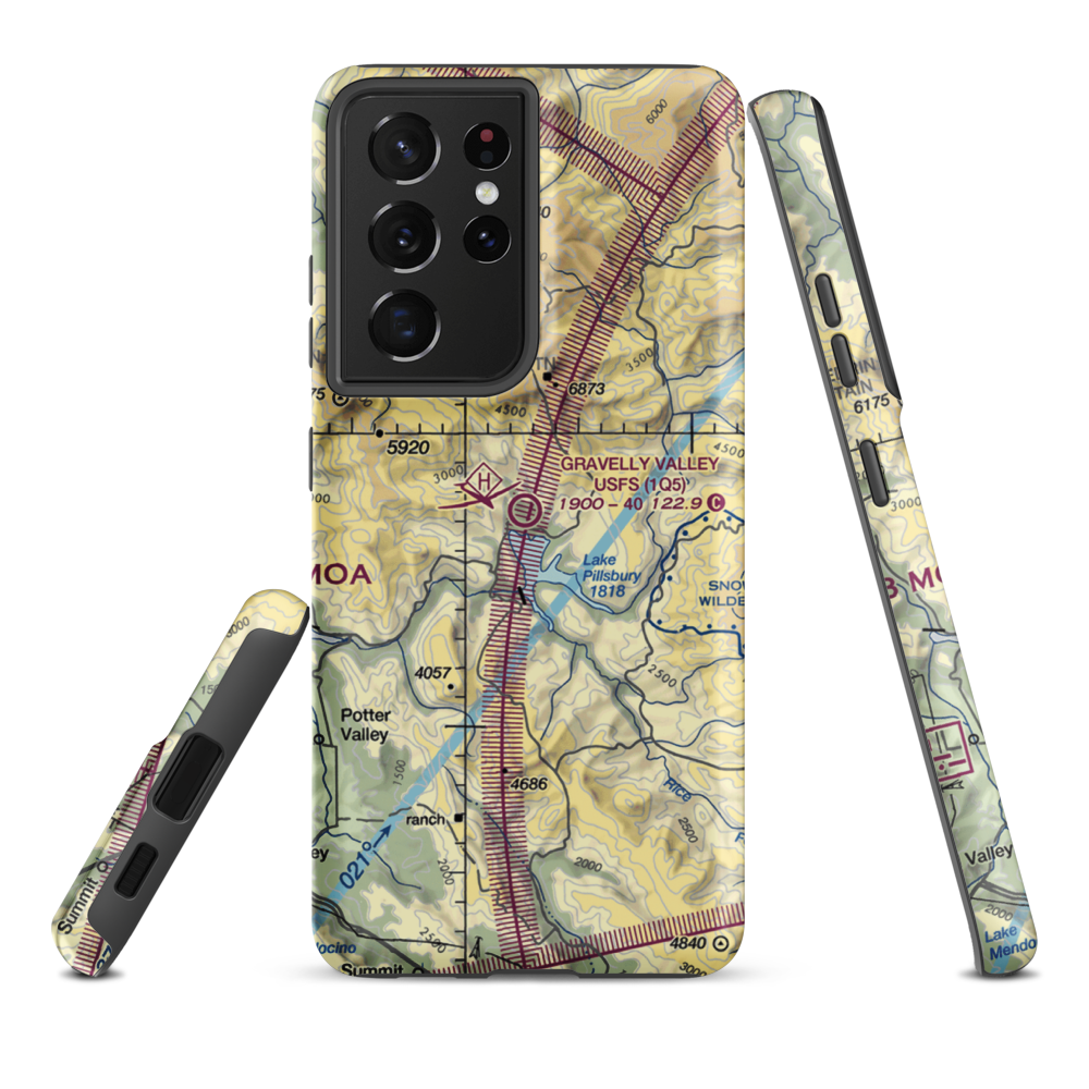 Gravelly Valley Airport (1Q5) VFR Sectional Samsung Phone Case Samsung Galaxy S21 Ultra model shown