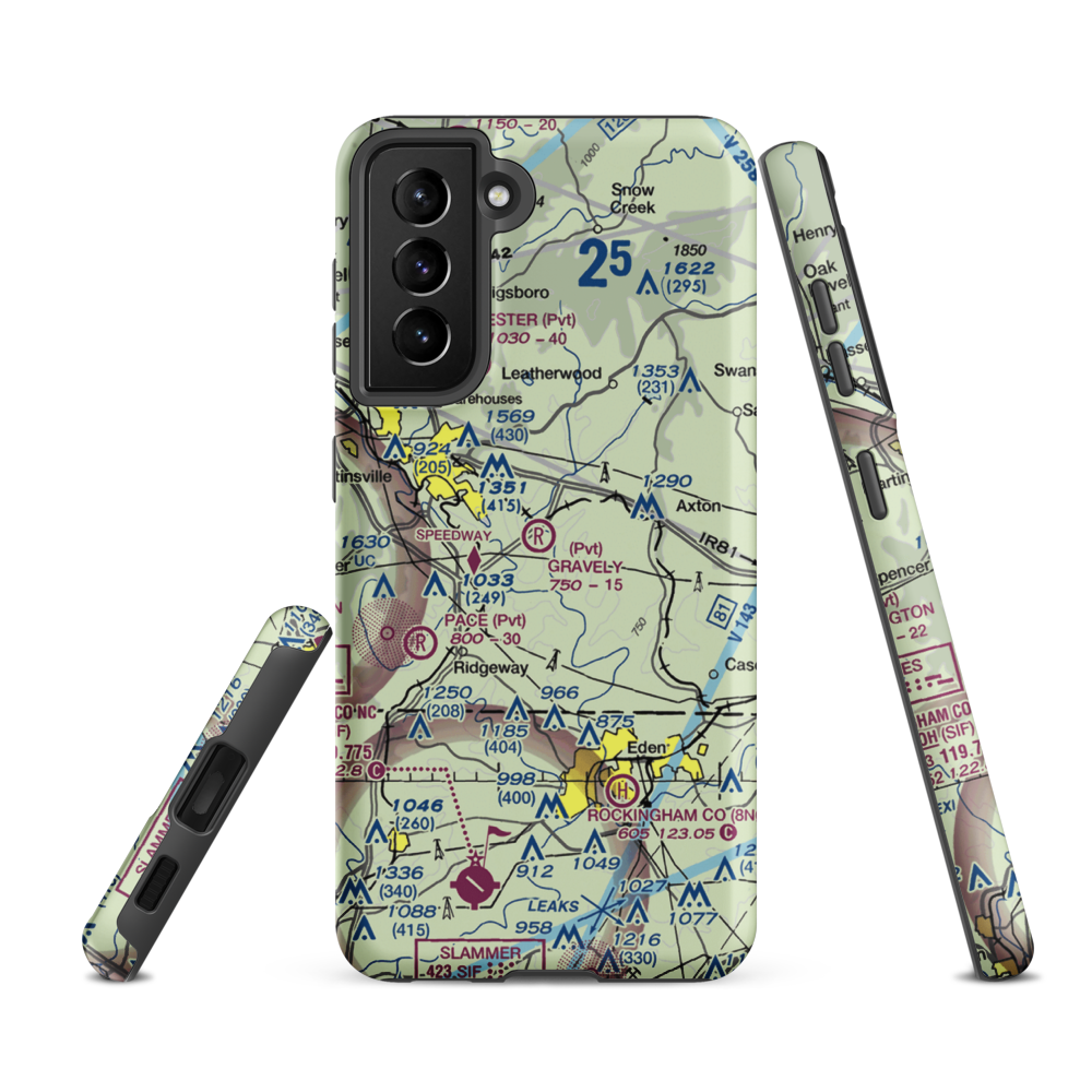 Gravely Airport (VA12) VFR Sectional Samsung Phone Case Samsung Galaxy S21 FE model shown