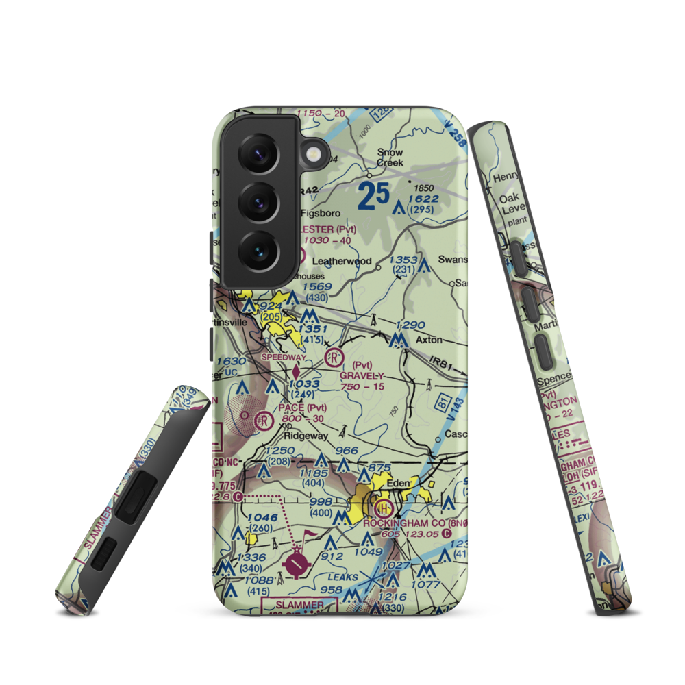 Gravely Airport (VA12) VFR Sectional Samsung Phone Case Samsung Galaxy S22 model shown