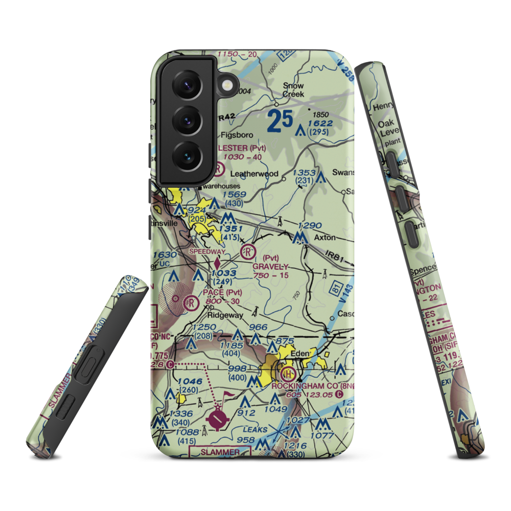 Gravely Airport (VA12) VFR Sectional Samsung Phone Case Samsung Galaxy S22 Plus model shown