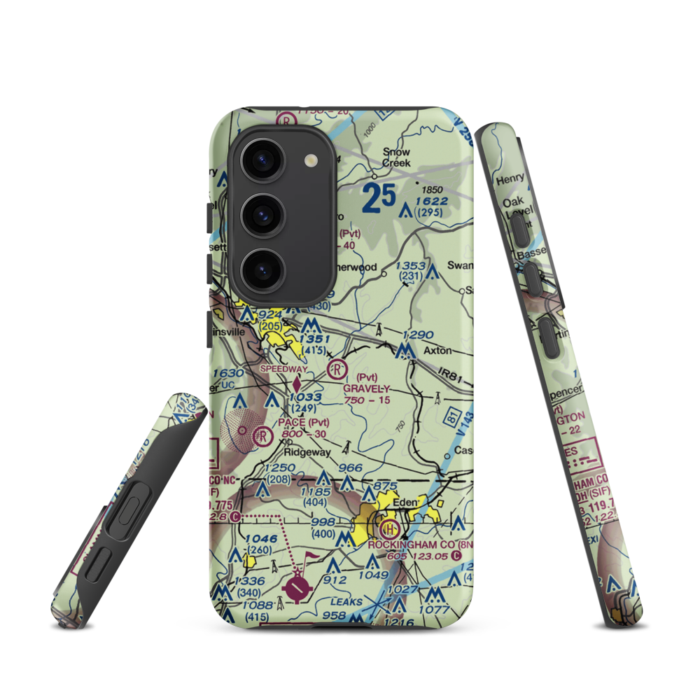 Gravely Airport (VA12) VFR Sectional Samsung Phone Case Samsung Galaxy S23 model shown