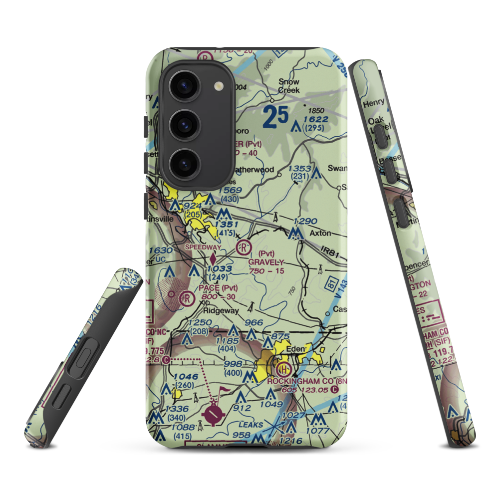 Gravely Airport (VA12) VFR Sectional Samsung Phone Case Samsung Galaxy S23 Plus model shown