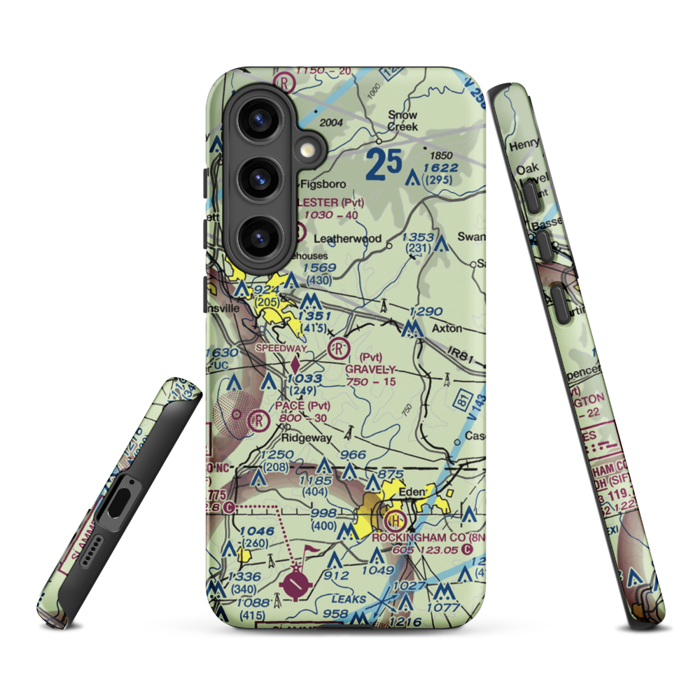 Gravely Airport (VA12) VFR Sectional Samsung Phone Case Samsung Galaxy S24 Plus model shown