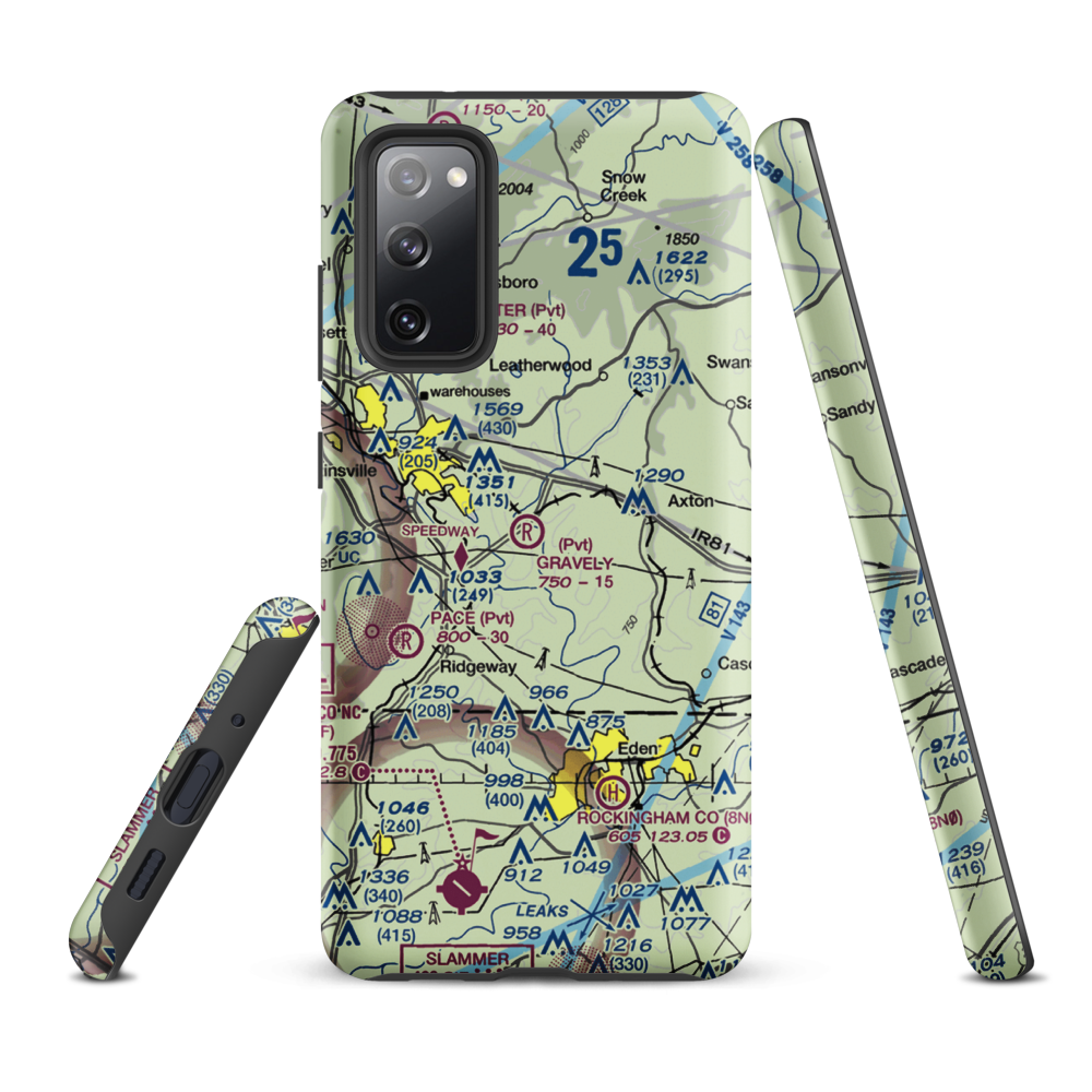 Gravely Airport (VA12) VFR Sectional Samsung Phone Case Samsung Galaxy S20 FE model shown