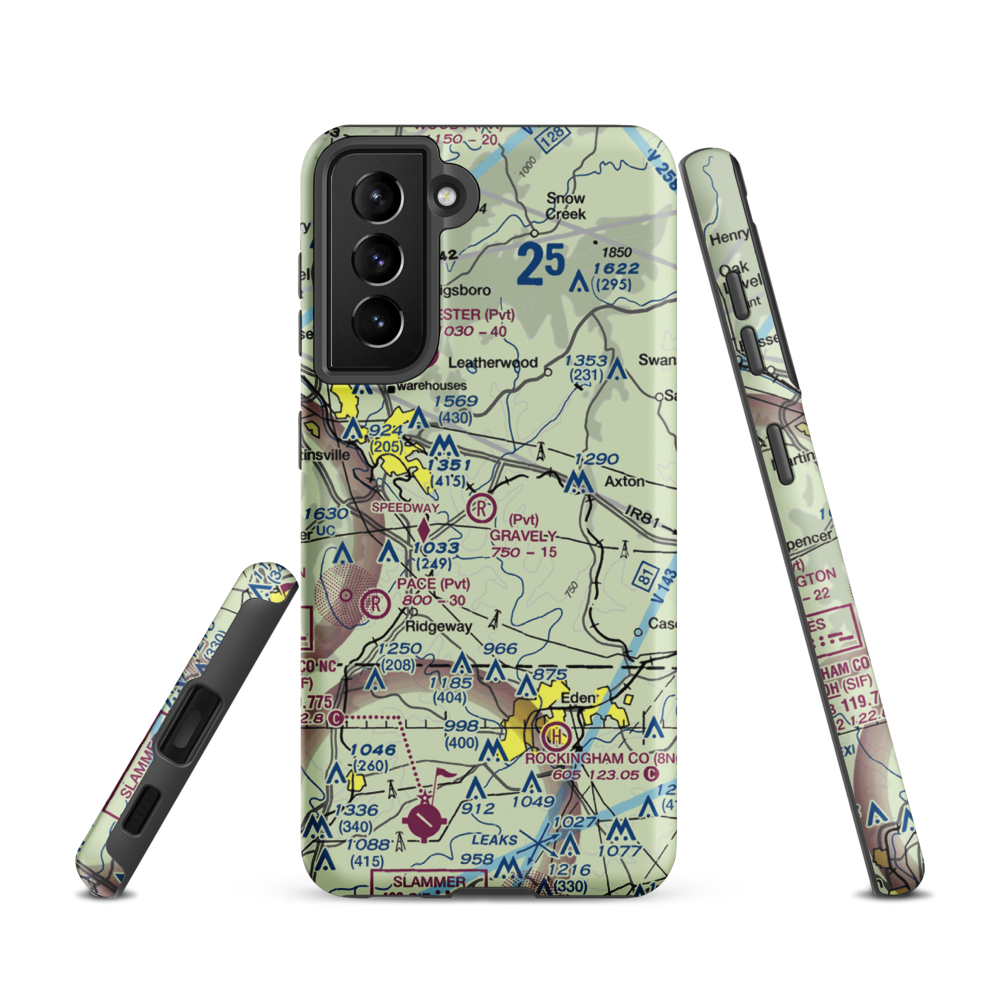 Gravely Airport (VA12) VFR Sectional Samsung Phone Case Samsung Galaxy S21 model shown