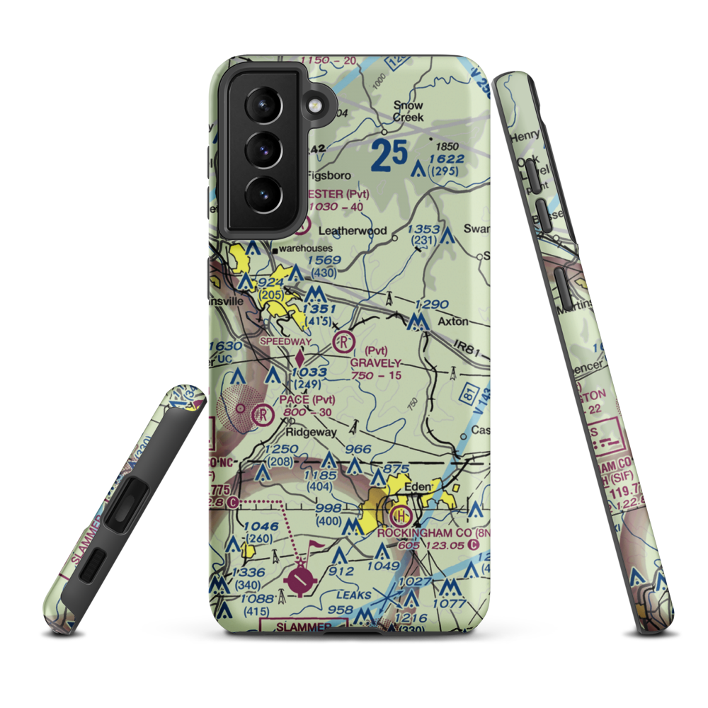 Gravely Airport (VA12) VFR Sectional Samsung Phone Case Samsung Galaxy S21 Plus model shown