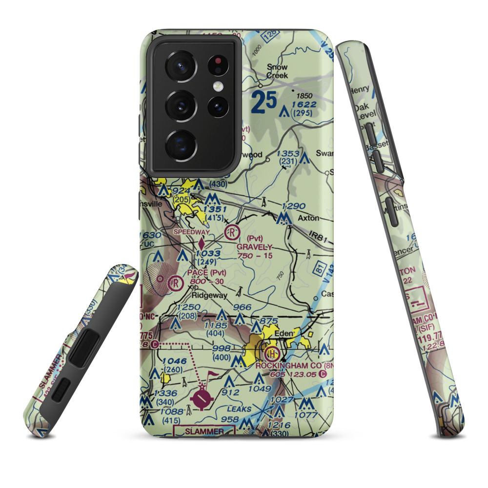 Gravely Airport (VA12) VFR Sectional Samsung Phone Case Samsung Galaxy S21 Plus model shown
