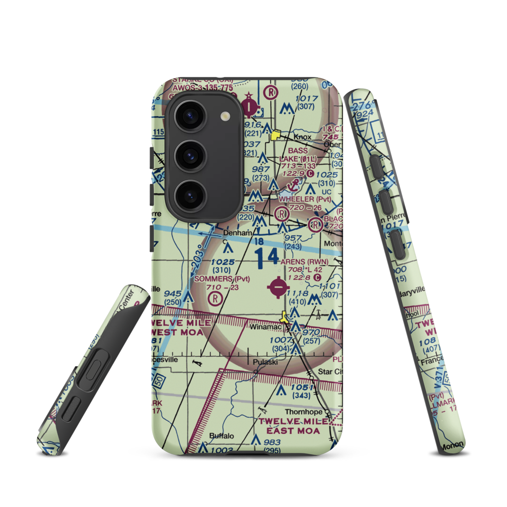 Graves Landing Strip (0IN3) VFR Sectional Samsung Phone Case Samsung Galaxy S23 model shown