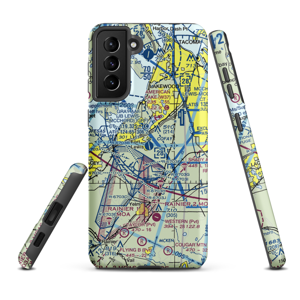 Gray Army Air Field (GRF) VFR Sectional Samsung Phone Case Samsung Galaxy S21 Plus model shown