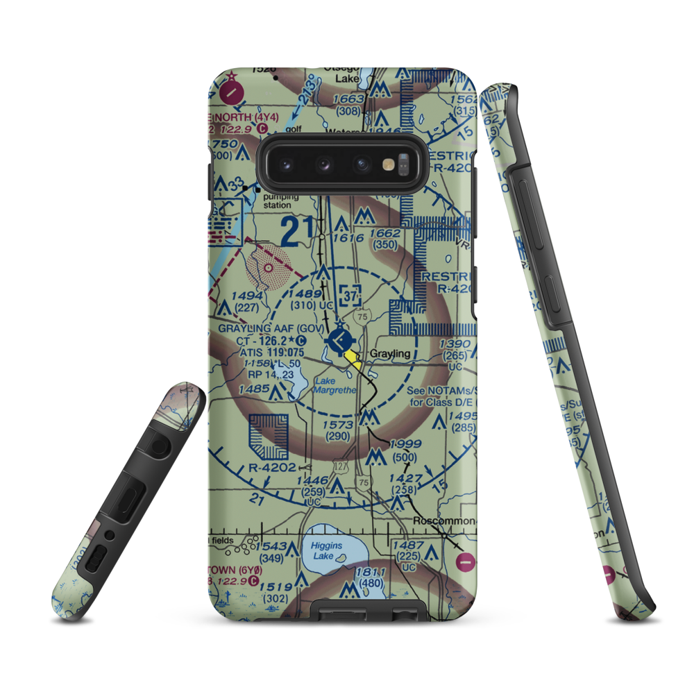 Grayling Army Air Field (GOV) VFR Sectional Samsung Phone Case Samsung Galaxy S10 Plus model shown