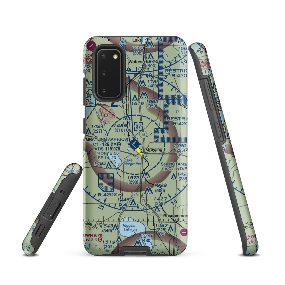 Grayling Army Air Field (GOV) VFR Sectional Samsung Phone Case Samsung Galaxy S20 model shown