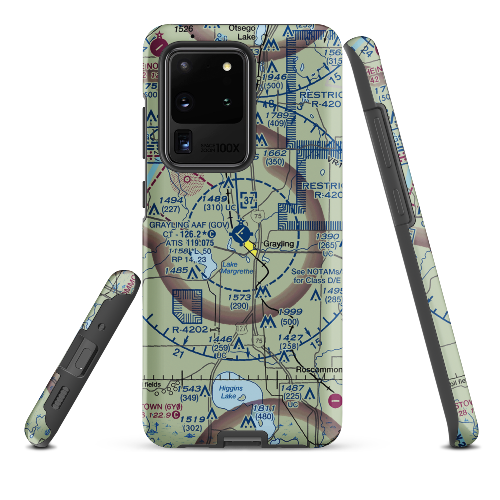 Grayling Army Air Field (GOV) VFR Sectional Samsung Phone Case Samsung Galaxy S20 Ultra model shown