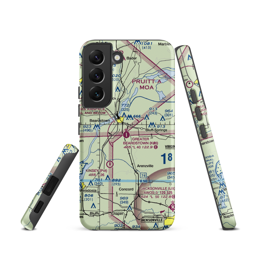 Greater Beardstown Airport (K06) VFR Sectional Samsung Phone Case Samsung Galaxy S22 model shown