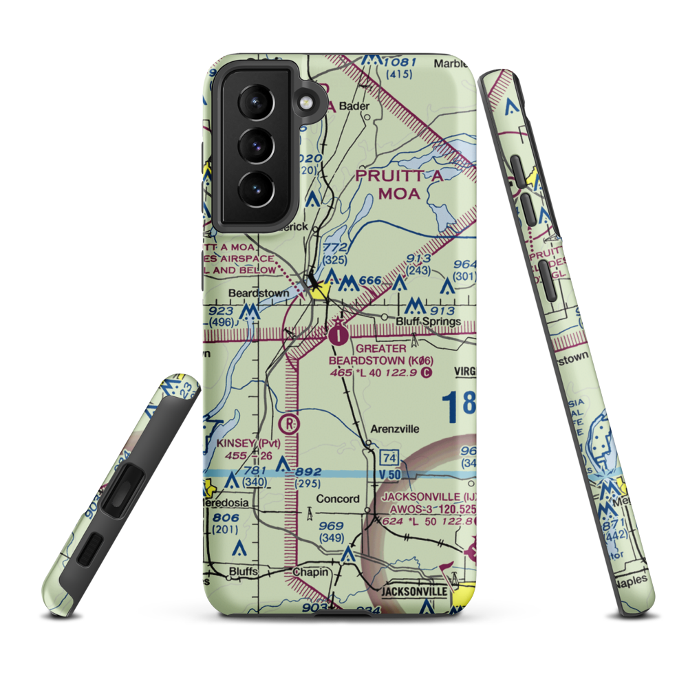 Greater Beardstown Airport (K06) VFR Sectional Samsung Phone Case Samsung Galaxy S21 Plus model shown