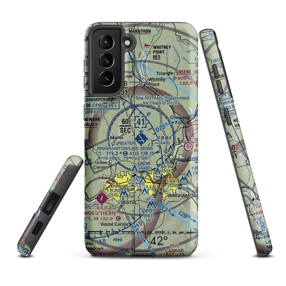 Greater Binghamton/Edwin A Link field (BGM) VFR Sectional Samsung Phone Case Samsung Galaxy S21 FE model shown