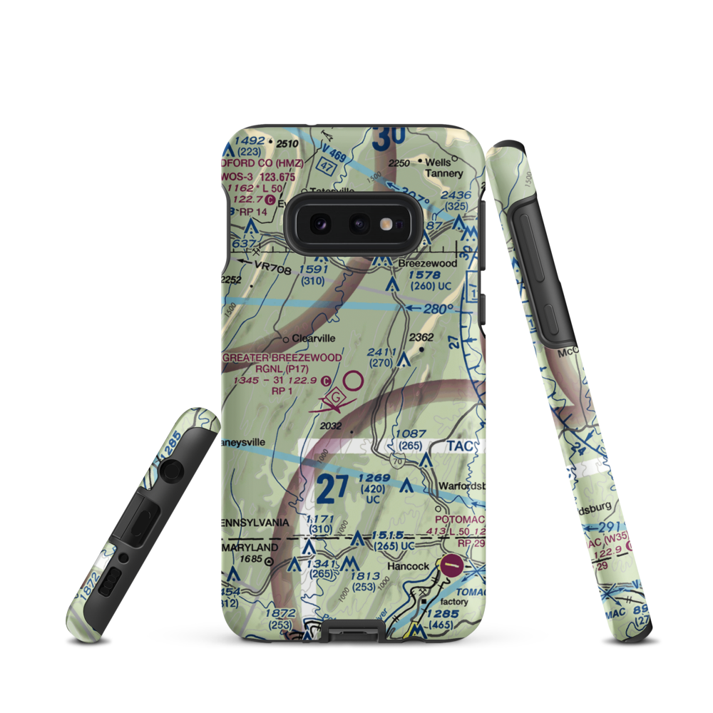 Greater Breezewood Regional Airport (P17) VFR Sectional Samsung Phone Case Samsung Galaxy S10e model shown