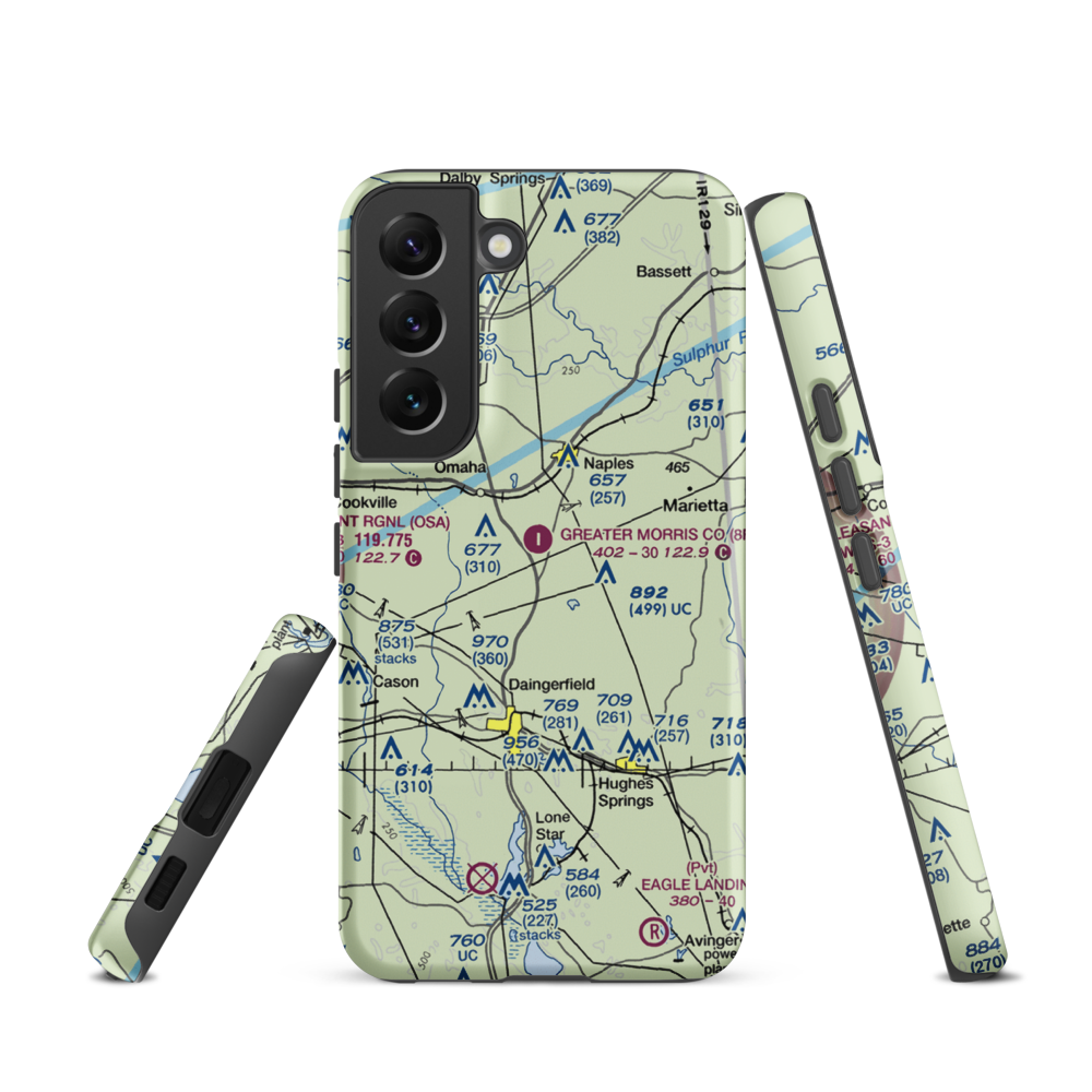 Greater Morris County Airport (8F5) VFR Sectional Samsung Phone Case Samsung Galaxy S22 model shown