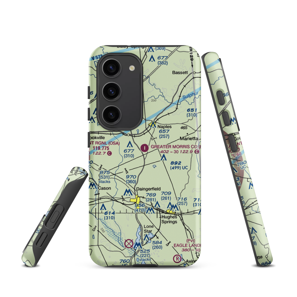 Greater Morris County Airport (8F5) VFR Sectional Samsung Phone Case Samsung Galaxy S23 model shown