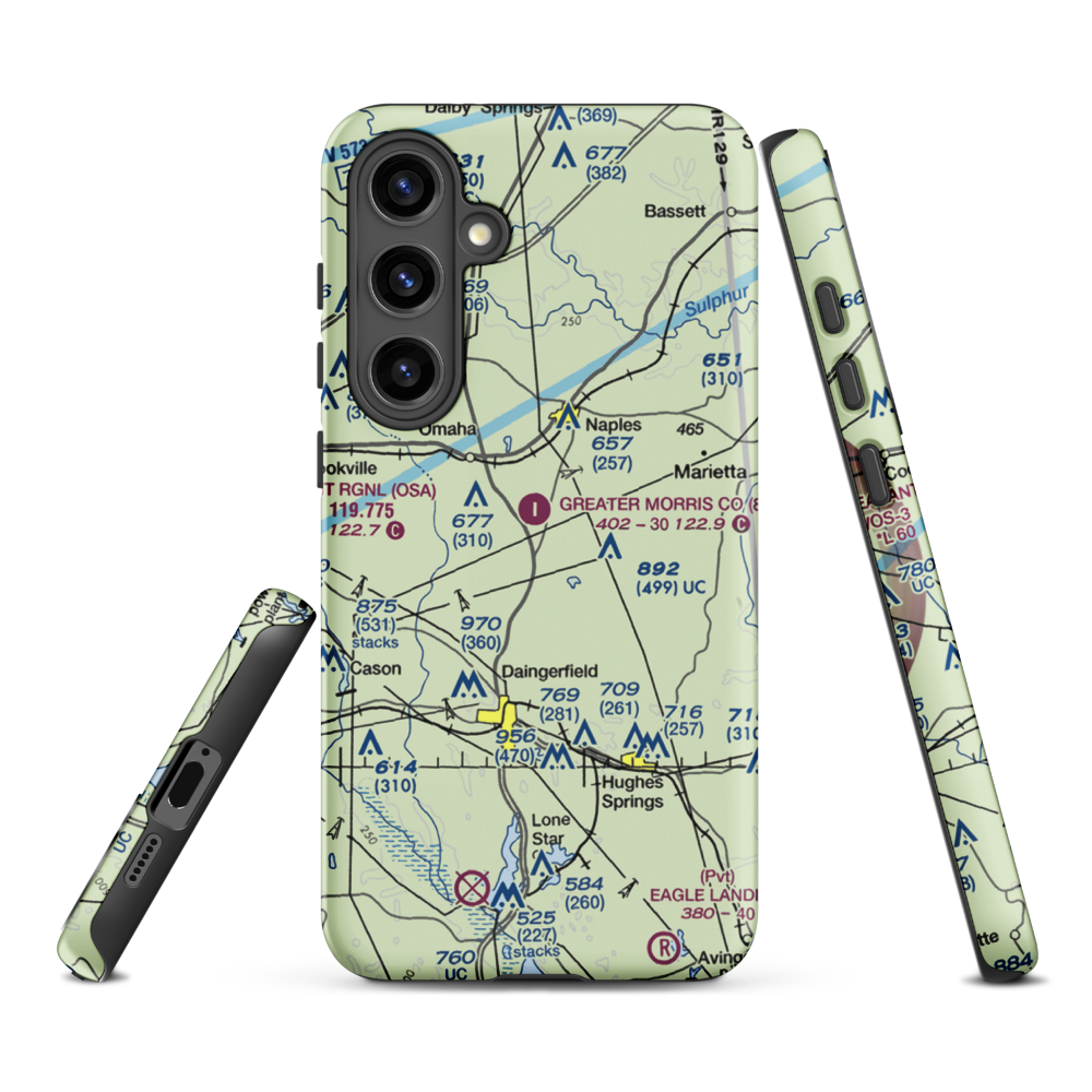 Greater Morris County Airport (8F5) VFR Sectional Samsung Phone Case Samsung Galaxy S24 Plus model shown