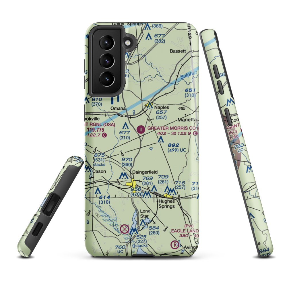 Greater Morris County Airport (8F5) VFR Sectional Samsung Phone Case Samsung Galaxy S21 FE model shown